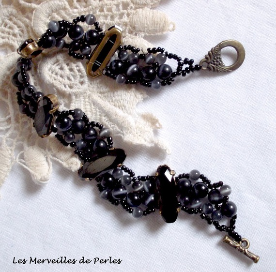 Liberty armband met Swarovski kristallen en glazen cat eye