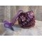 Chinese Purple Stone manchet armband geborduurd met fijne stenen: Sugilites, Swarovski kristallen, rocailles en een paars Organza lint.