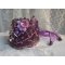 Chinese Purple Stone manchet armband geborduurd met fijne stenen: Sugilites, Swarovski kristallen, rocailles en een paars Organza lint.