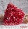 Coralie manchet armband geborduurd met rood koraal, lichtroze en rocailles