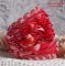 Coralie manchet armband geborduurd met rood koraal, lichtroze en rocailles
