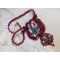 Ketting Enchantement d'Automne geborduurd met Bordeauxse parels, kant, diverse parels en rocailles