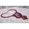 Ketting Enchantement d'Automne geborduurd met Bordeauxse parels, kant, diverse parels en rocailles
