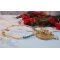 Haute-Couture Sunflower Gold hanger geborduurd met 24 karaats vergulde rocailles, een Madagaskar opaal en Swarovski kristallen.