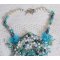 Ketting Plastron La Petite Sirène Haute-Couture geborduurd met halfedelstenen van Howliet, Maanstenen en Kristallen