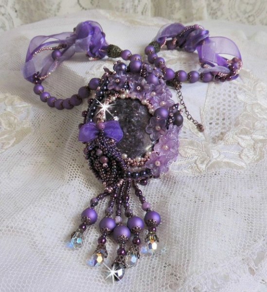 Chinese Purple Stone Hanger Ketting met Sugiliet stenen