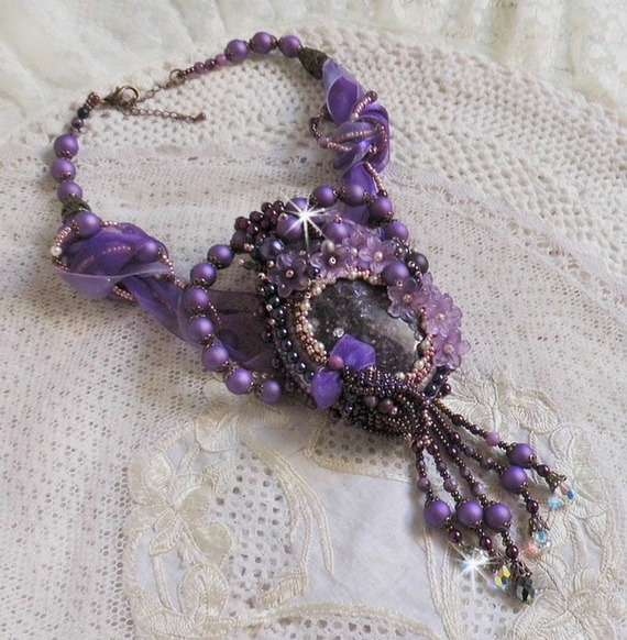 Chinese Purple Stone Hanger Ketting met Sugiliet stenen