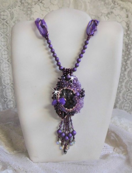 Chinese Purple Stone Hanger Ketting met Sugiliet stenen