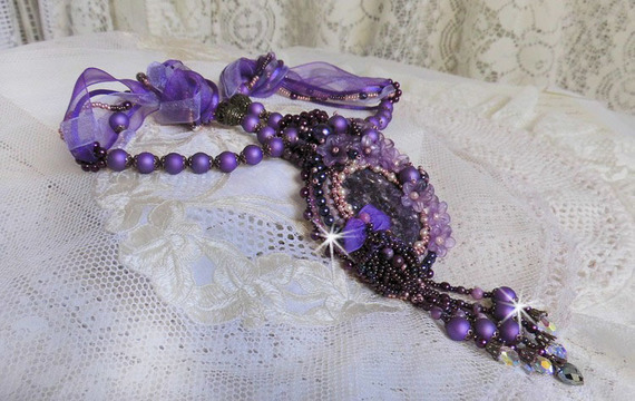 Chinese Purple Stone Hanger Ketting met Sugiliet stenen