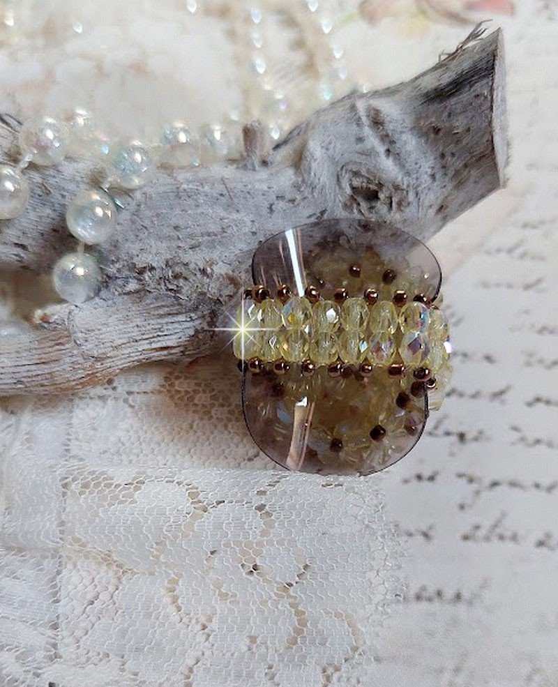 Aurora ring met facetten en draaiende toppen in Swarovski kristal