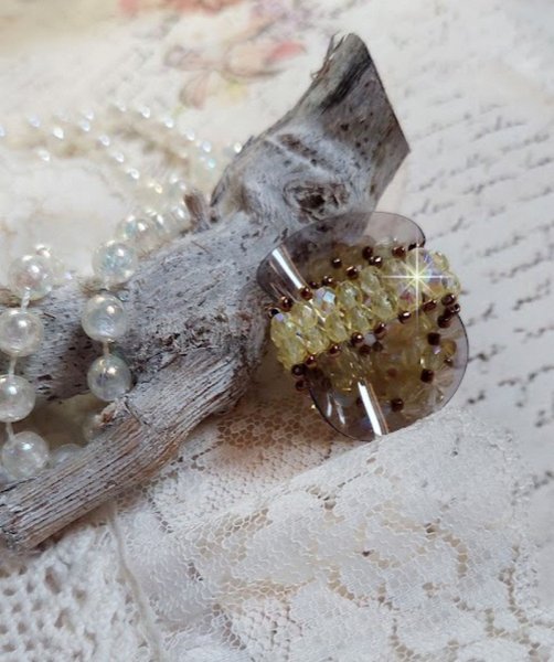 Aurora ring met facetten en draaiende toppen in Swarovski kristal