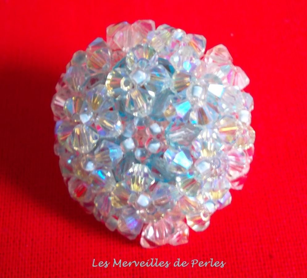 Kristal blauwe ring met Swarovski kristal facetten en spinners