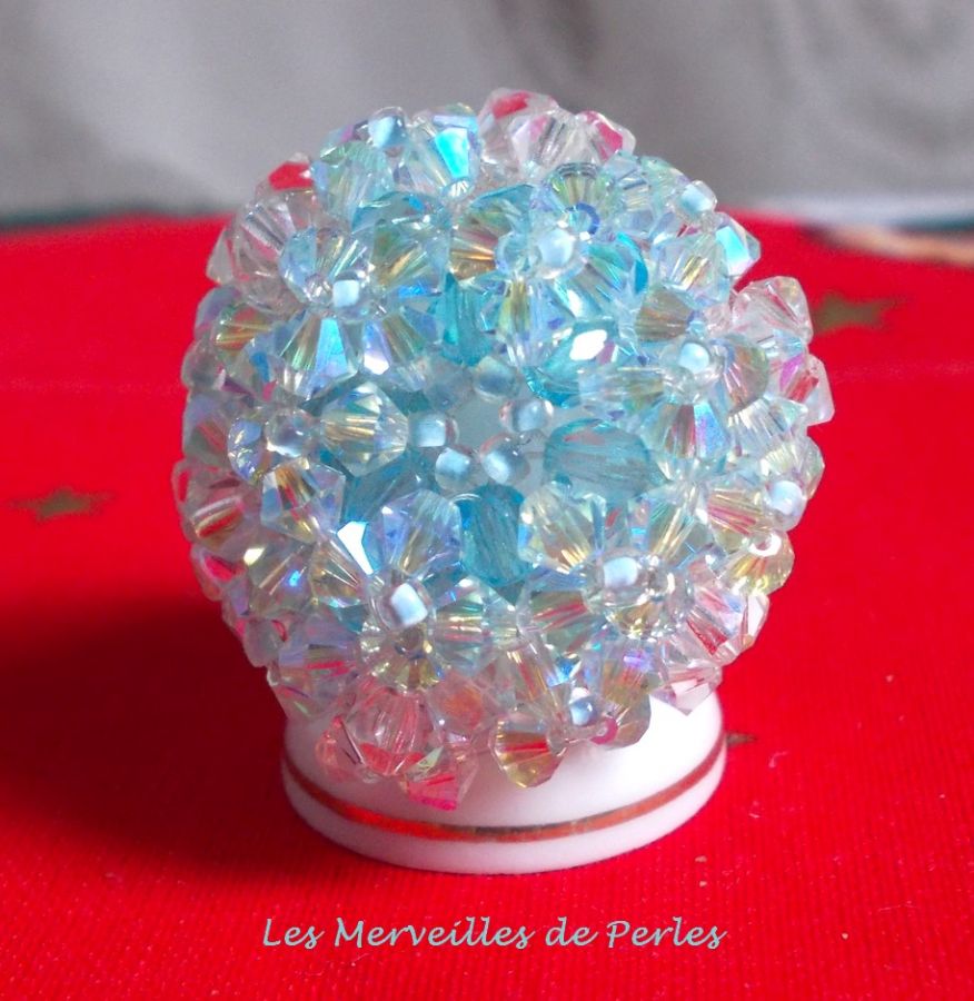 Kristal blauwe ring met Swarovski kristal facetten en spinners