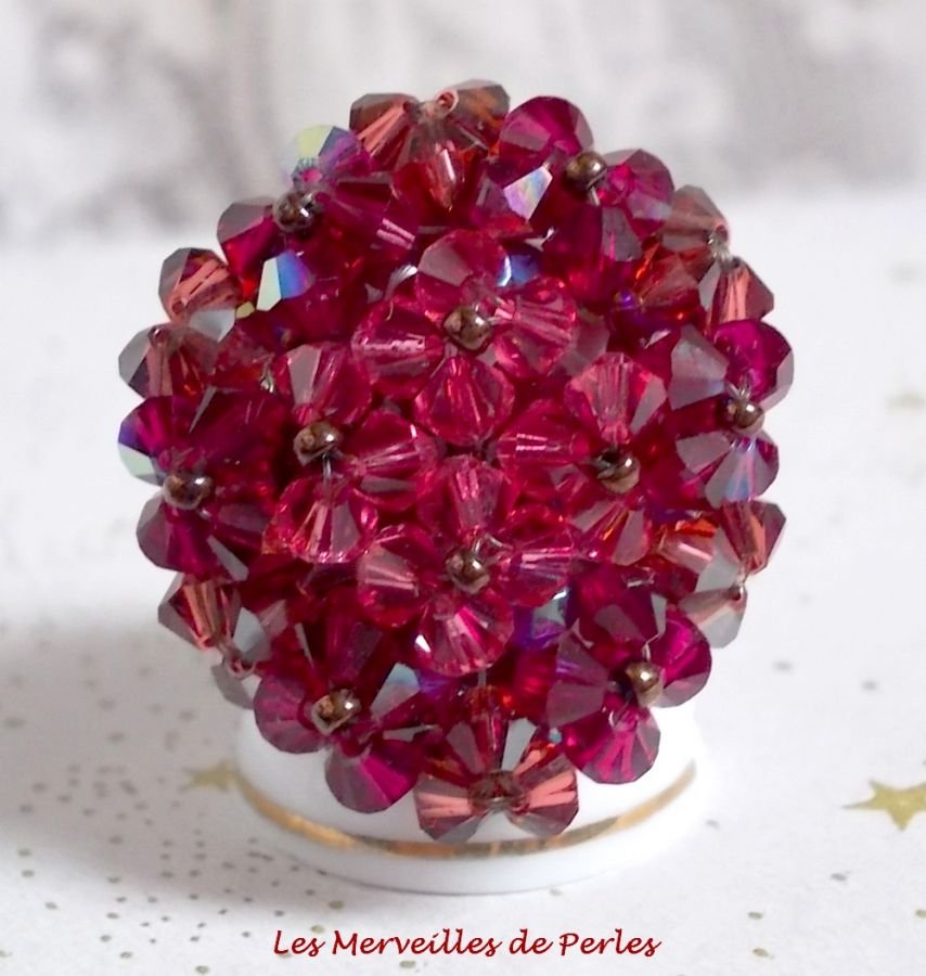 Orchidee Ring met Swarovski kristal facetten en spinners