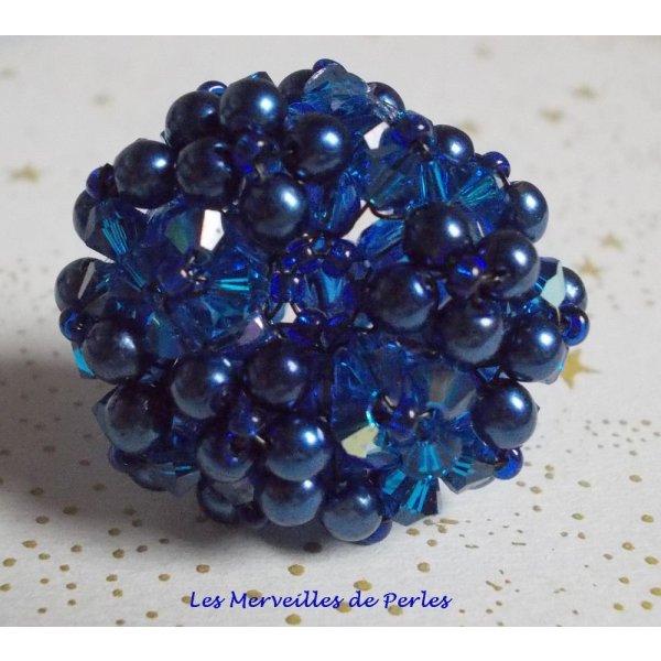 Night Blue Ring met Swarovski kristal facetten en spinners