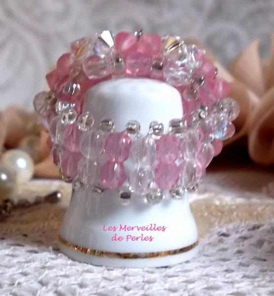 Fonkelende Roze Ring met Swarovski kristal facetten en spinners