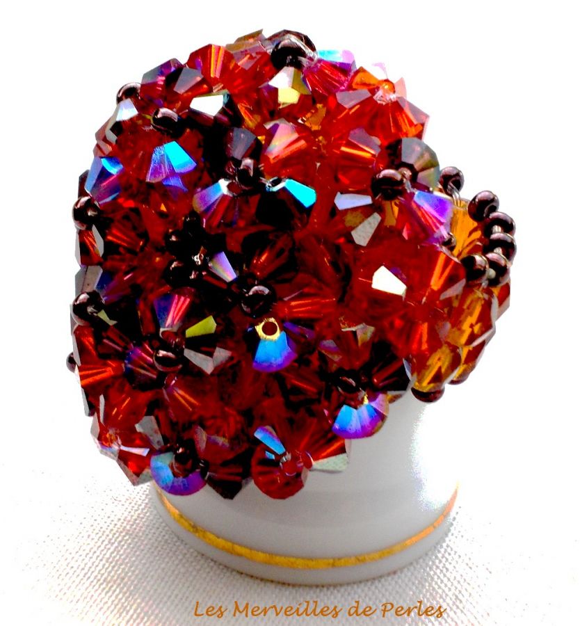 Topaas ring met Swarovski kristal facetten en spinners