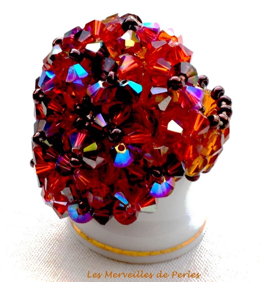 Topaas ring met Swarovski kristal facetten en spinners