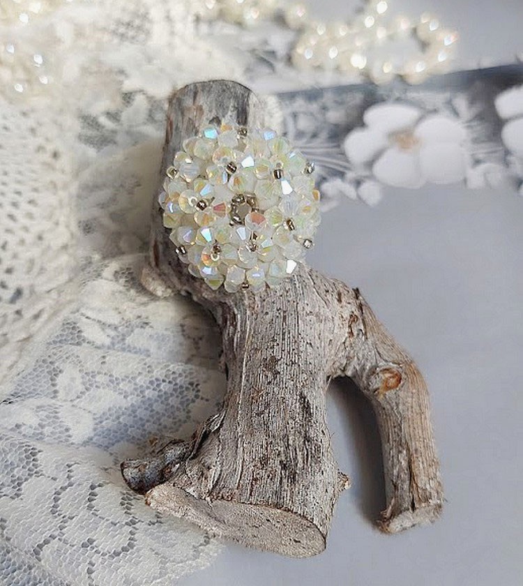 Kristallen ring met Swarovski kristalfacetten en spinners