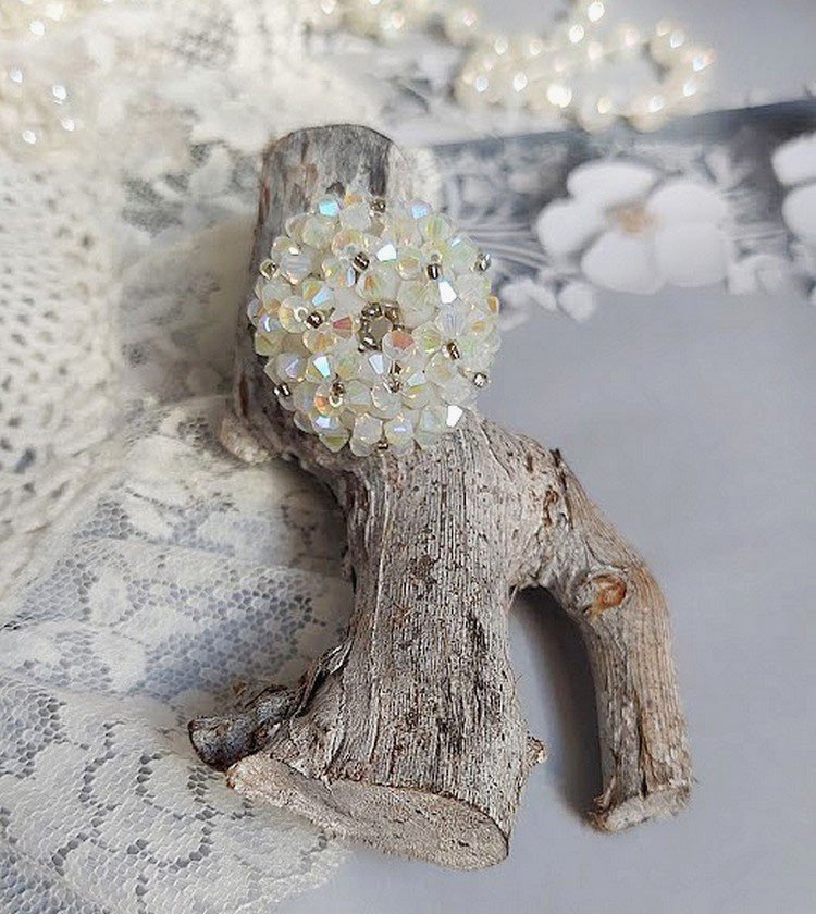 Kristallen ring met Swarovski kristalfacetten en spinners