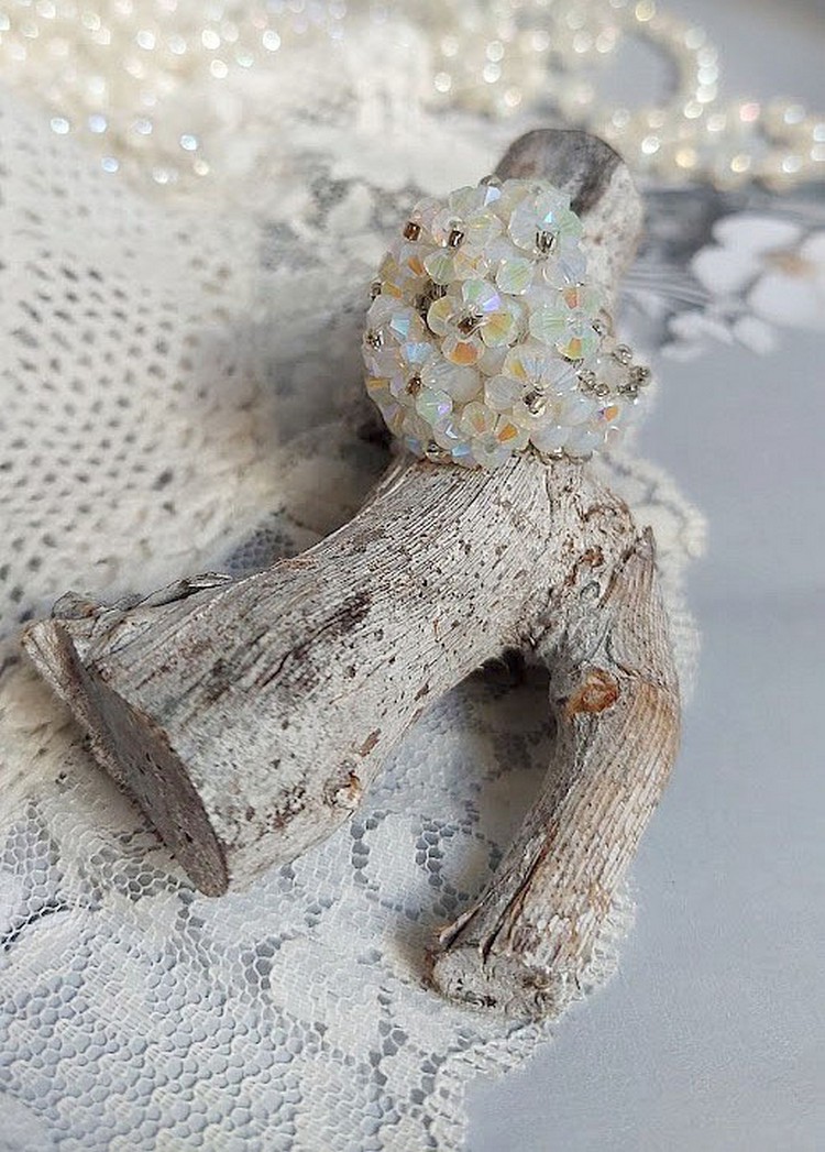 Kristallen ring met Swarovski kristalfacetten en spinners