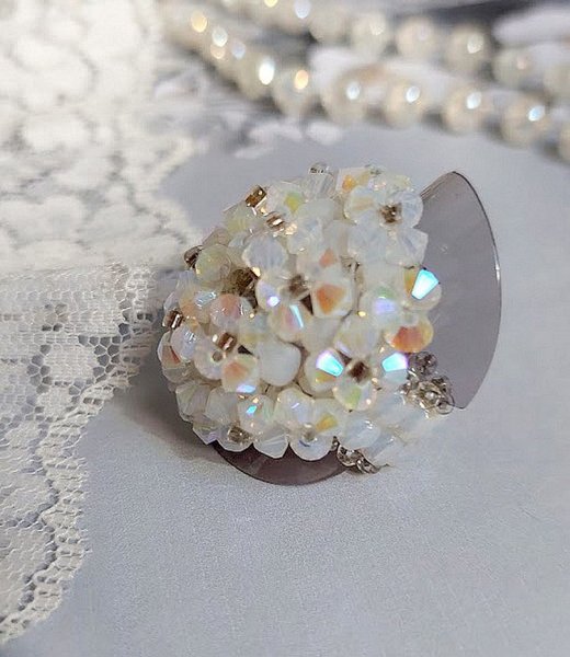 Kristallen ring met Swarovski kristalfacetten en spinners