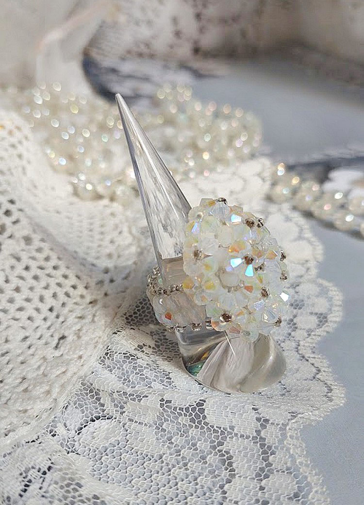 Kristallen ring met Swarovski kristalfacetten en spinners