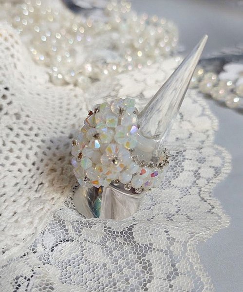 Kristallen ring met Swarovski kristalfacetten en spinners