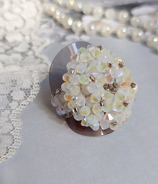 Kristallen ring met Swarovski kristalfacetten en spinners