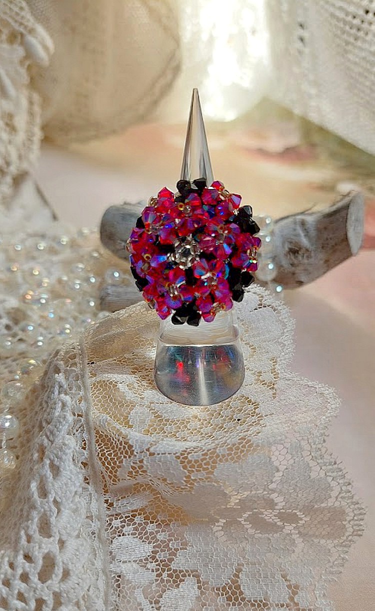 Elegance ring met Swarovski kristalfacetten en spinners