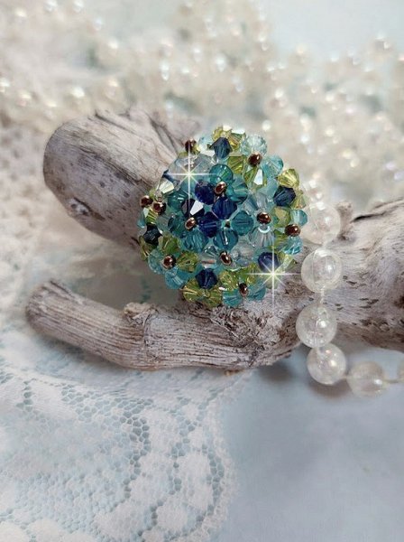 Hoop ring met Swarovski kristal facetten en spinners