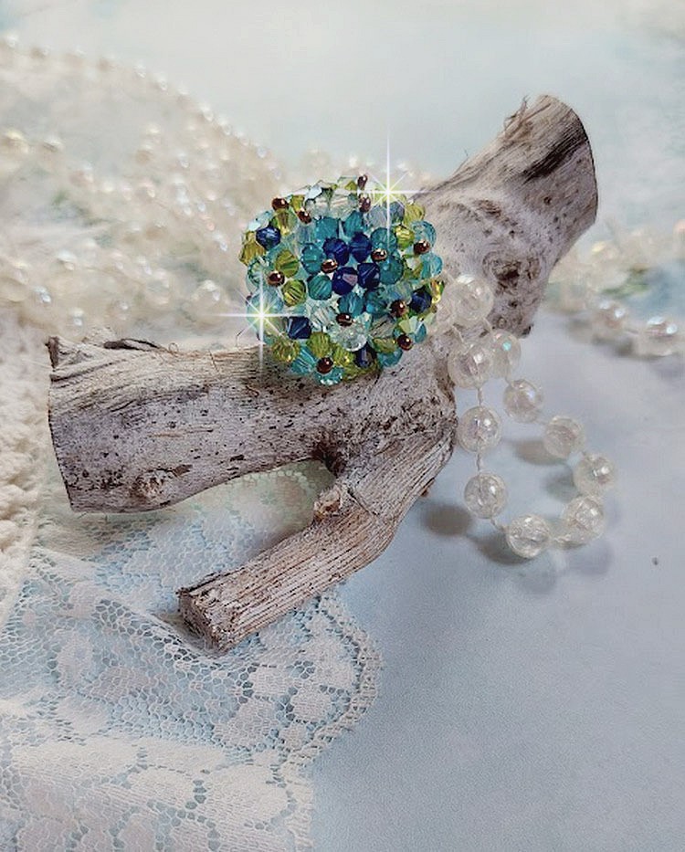 Hoop ring met Swarovski kristal facetten en spinners