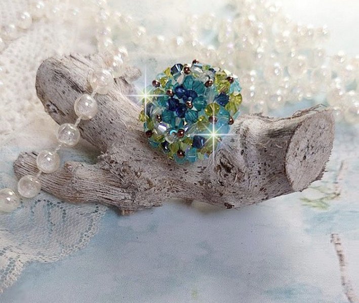 Hoop ring met Swarovski kristal facetten en spinners