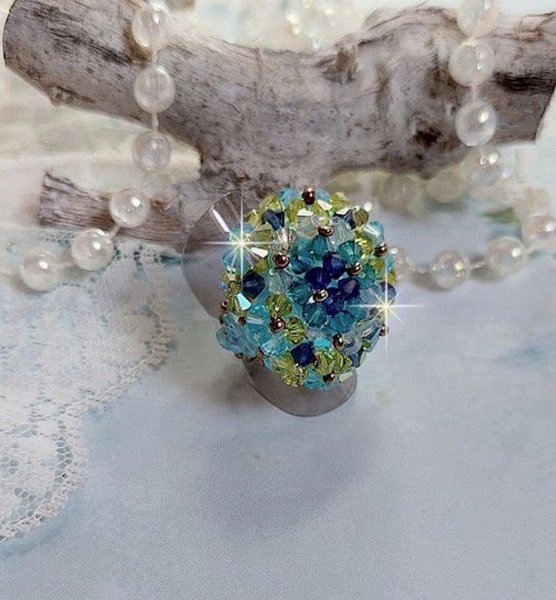 Hoop ring met Swarovski kristal facetten en spinners