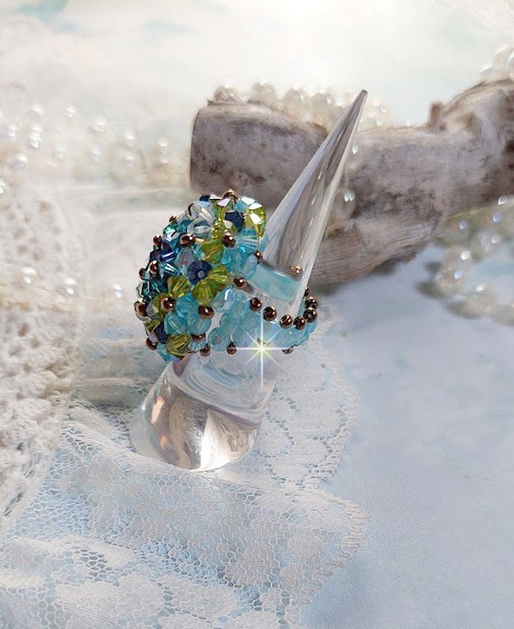 Hoop ring met Swarovski kristal facetten en spinners