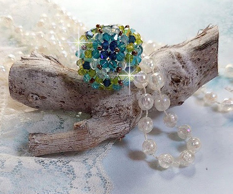 Hoop ring met Swarovski kristal facetten en spinners
