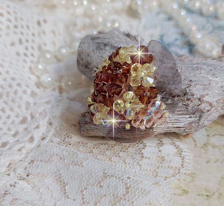 Ster ring met Swarovski kristal facetten en spinners