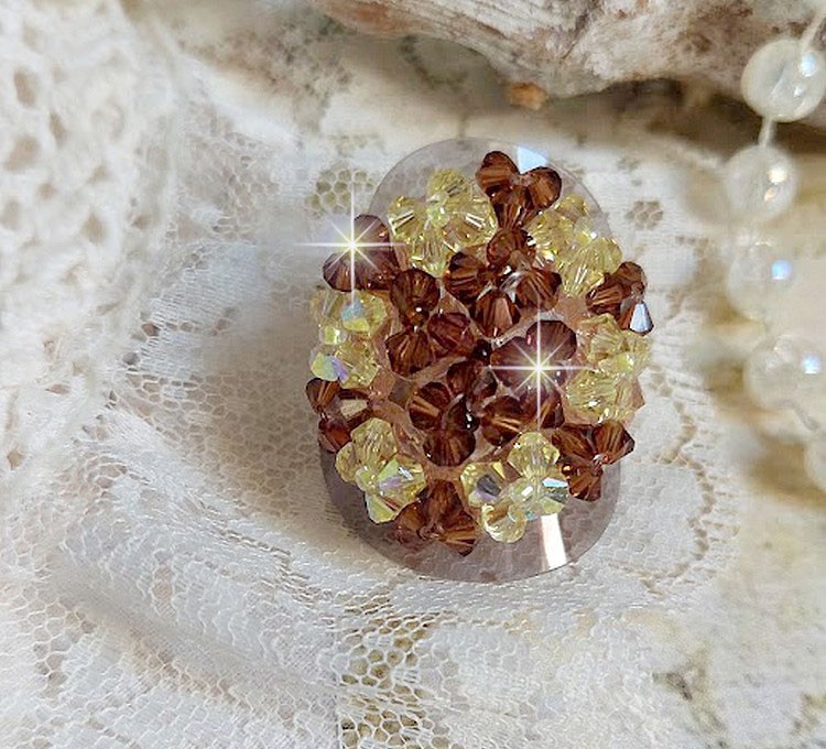 Ster ring met Swarovski kristal facetten en spinners