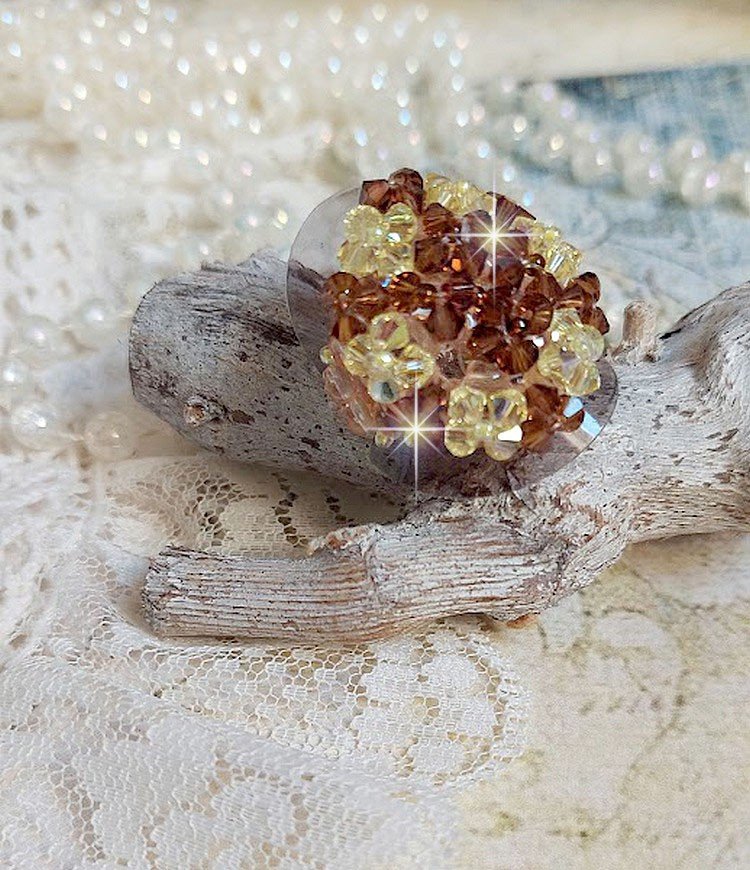 Ster ring met Swarovski kristal facetten en spinners