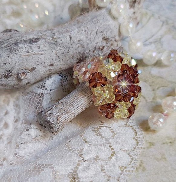 Ster ring met Swarovski kristal facetten en spinners