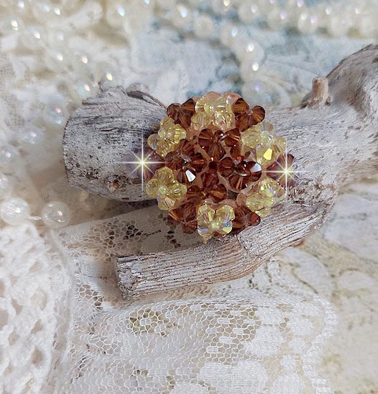 Ster ring met Swarovski kristal facetten en spinners