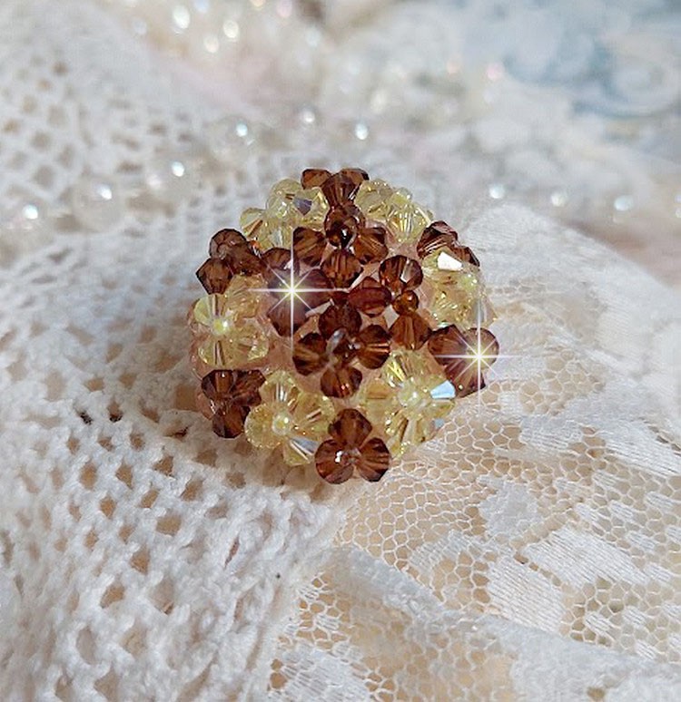 Ster ring met Swarovski kristal facetten en spinners