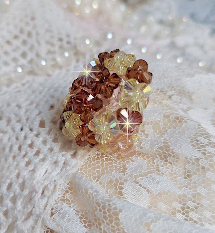 Ster ring met Swarovski kristal facetten en spinners