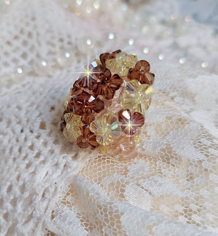 Ster ring met Swarovski kristal facetten en spinners