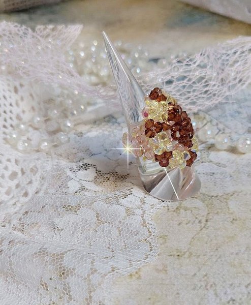 Ster ring met Swarovski kristal facetten en spinners