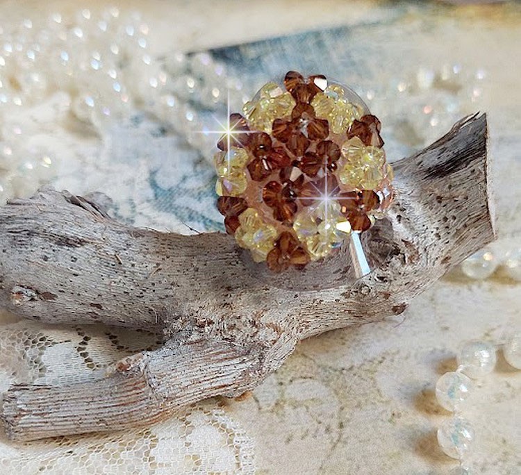 Ster ring met Swarovski kristal facetten en spinners