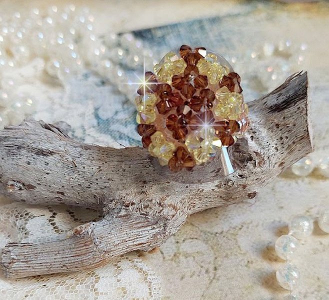 Ster ring met Swarovski kristal facetten en spinners