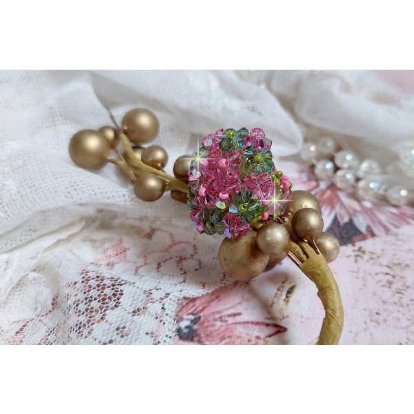 Miss Lady ring met facetten en draaiende toppen in Swarovski kristal