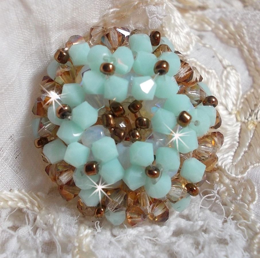 Waterlelie ring met Swarovski kristal facetten en spinners