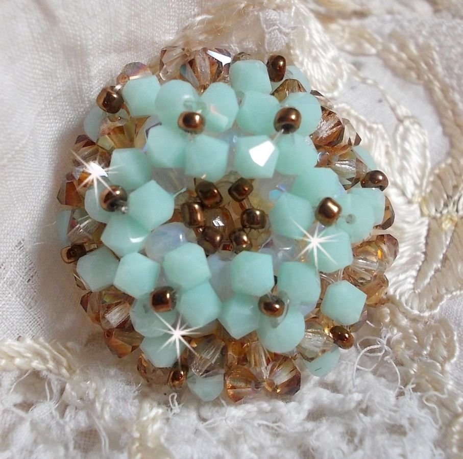 Waterlelie ring met Swarovski kristal facetten en spinners